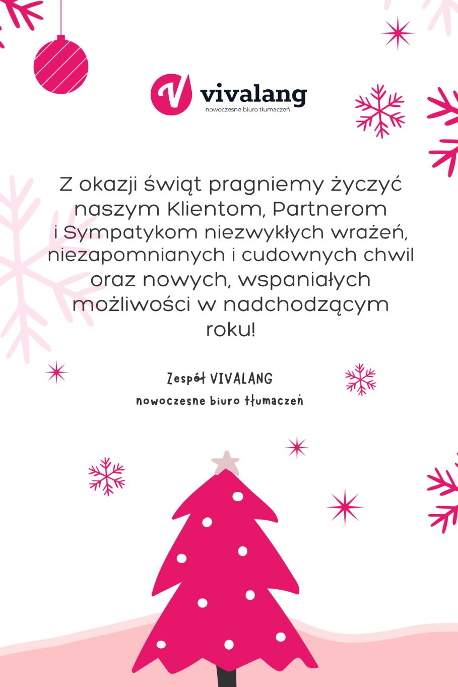 Wesołych Świąt życzy VIVALANG